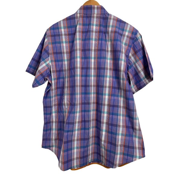 New 2XL Robert Graham Plaid Short Sleeve Button Shirt Contrast Trim NWOT 6515 - Picture 9 of 16